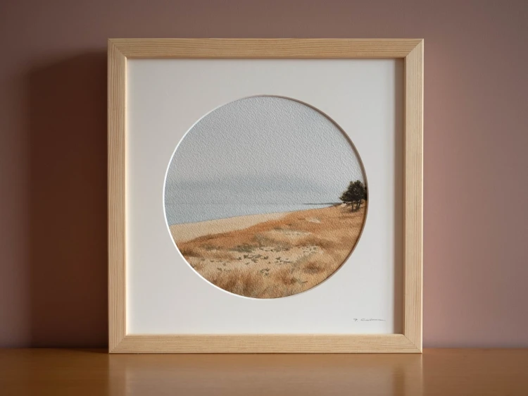 Reprodukcja "Przed deszczem" w drewnianej ramie i passe-partout