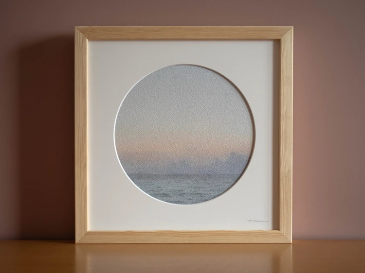 Reprodukcja "Widnokrąg" w drewnianej ramie i passe-partout