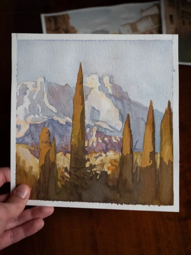 Kopia akwarelowa obrazu "Pejzaż krymski" Władysława Jarockiego - Piotr Cieślewicz