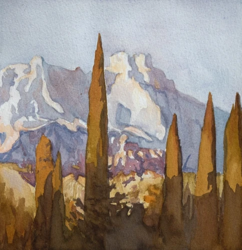 Kopia akwarelowa obrazu "Pejzaż krymski" Władysława Jarockiego - Piotr Cieślewicz