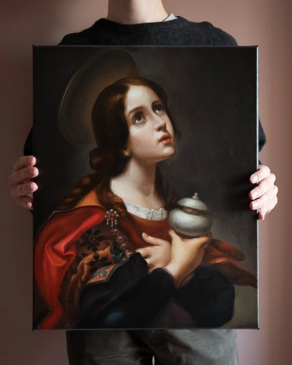 Kopia obrazu "Maria Magdalena" (autor: Carlo Dolci) wykonana przez Piotra Cieślewicza