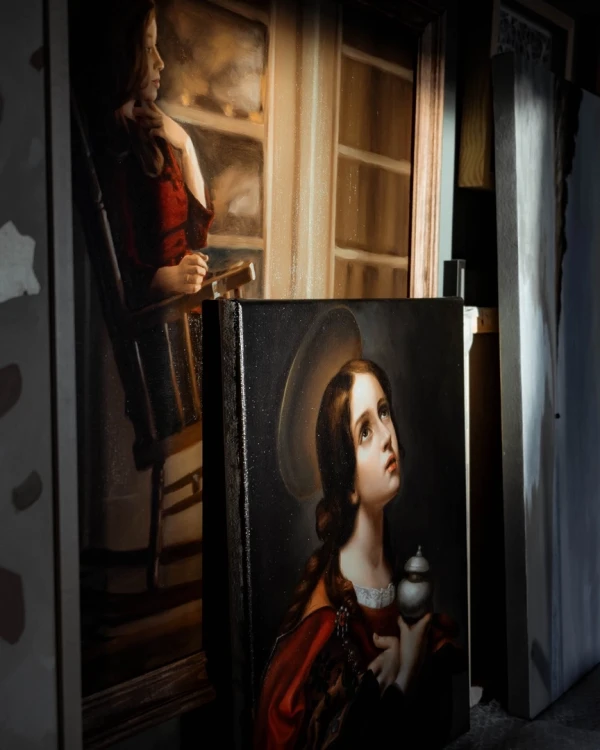 Kopia obrazu "Maria Magdalena" (autor: Carlo Dolci) wykonana przez Piotra Cieślewicza