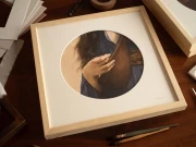 Reprodukcja "Lutnia" w passe-partout i drewnianej ramie