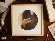 Reprodukcja "Lutnia" w passe-partout i drewnianej ramie