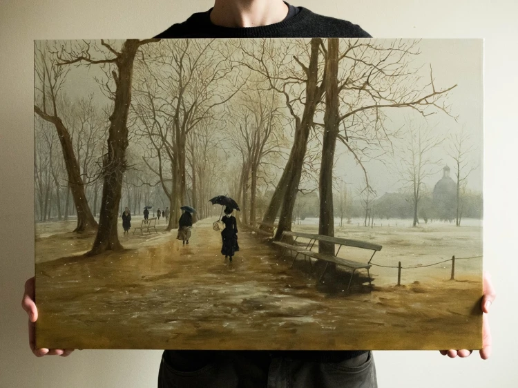 Kopia obrazu "Ogród Saski" (autor: Aleksander Gierymski) wykonana przez Piotra Cieślewicza