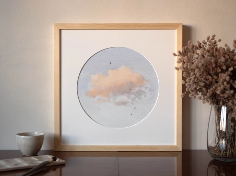 Obraz akwarelowy "Nieważkość" w oprawie - Piotr Cieślewicz