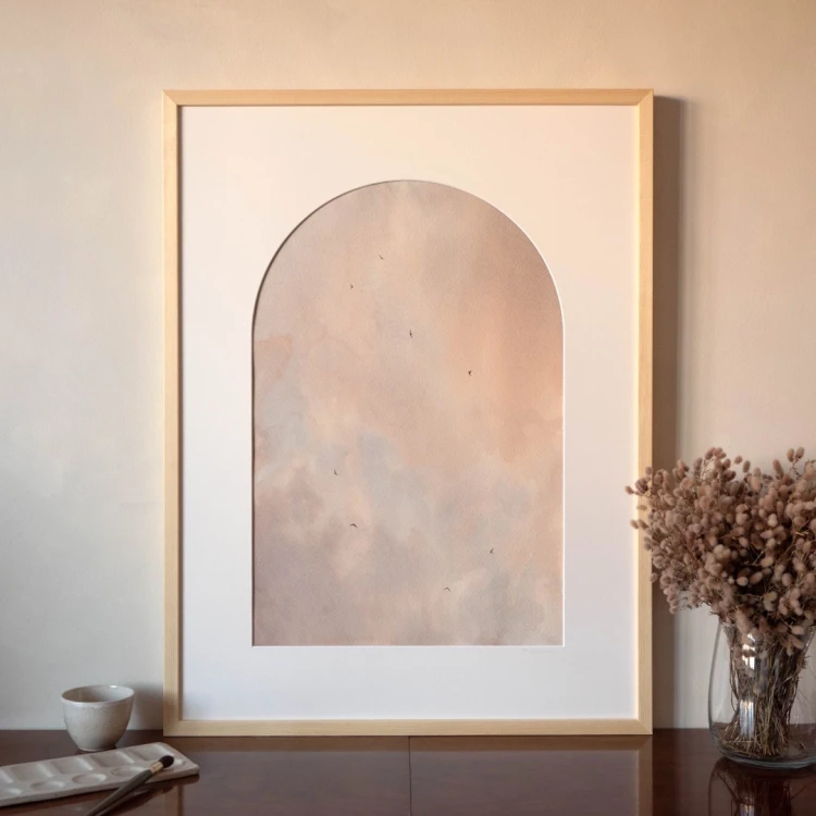 Obraz akwarelowy "Wzloty" w oprawie - Piotr Cieślewicz