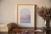 Reprodukcja "Tafla" w drewnianej ramie i passe-partout