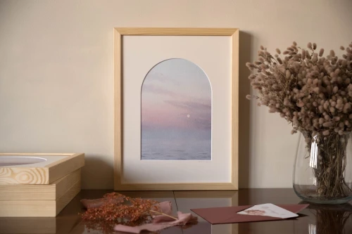 Reprodukcja "Tafla" w drewnianej ramie i passe-partout