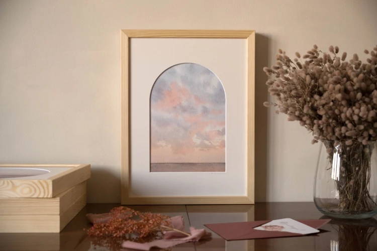 Reprodukcja "Azymut" w drewnianej ramie i passe-partout