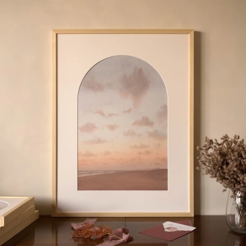 Reprodukcja "Brzeg" z passe-partout i drewnianą ramą