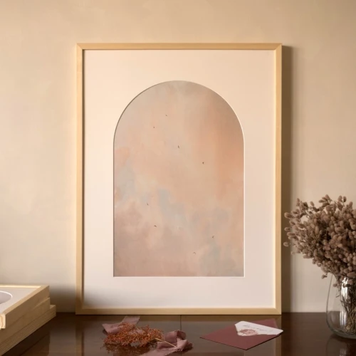 Reprodukcja "Wzloty" z passe-partout i drewnianą ramą