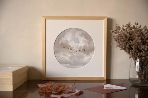 Reprodukcja "Ucieczka" z passe-partout i drewnianą ramą