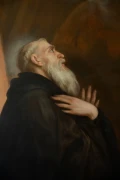 Kopia obrazu "Saint Benedict's Vision of the Globe and the three Angels" (autor: Alonso Cano) wykonana przez Piotra Cieślewicza