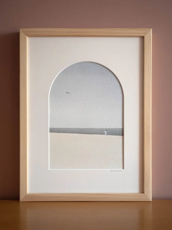 Reprodukcja "Nad brzegiem" w drewnianej ramie i passe-partout