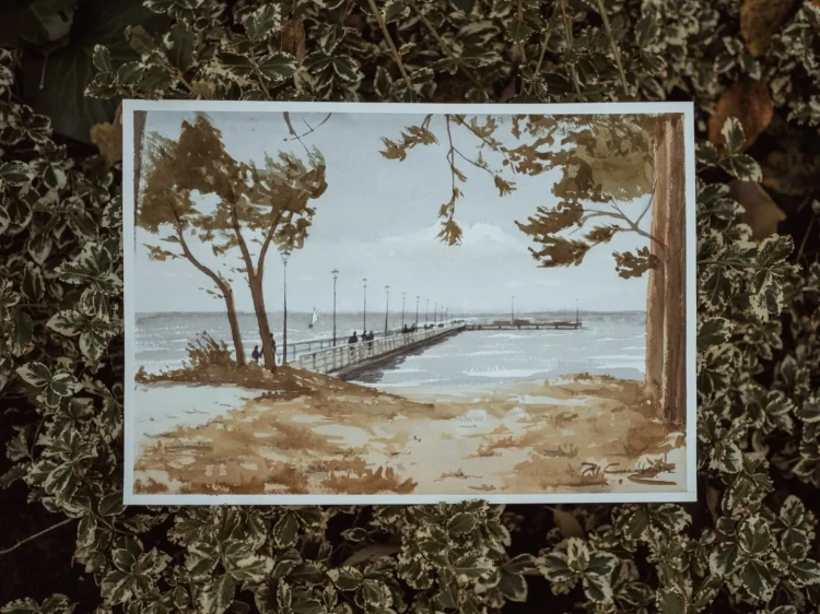 Piotr Cieślewicz - pejzaż akwarelowy "Morskie krajobrazy"