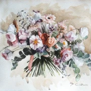 Piotr Cieślewicz - akwarelowy obraz "Bukiet z eukaliptusem"