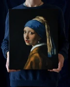 Kopia obrazu "Dziewczyna z perłą" (autor: Jan Vermeer) wykonana przez Piotra Cieślewicza