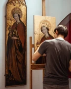 Kopia obrazu "Święta Małgorzata" (autor nieznany) wykonana przez Piotra Cieślewicza