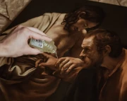 Kopia obrazu "Niewierny Tomasz" (autor: Caravaggio) wykonana przez Piotra Cieślewicza