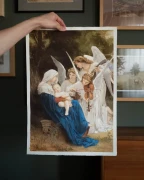 Akwarelowa kopia olejnego obrazu "Pieśń Aniołow" (autor: William-Adolphe Bouguereau) wykonana przez Piotra Cieślewicza