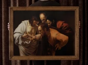 Kopia obrazu "Niewierny Tomasz" (autor: Caravaggio) wykonana przez Piotra Cieślewicza