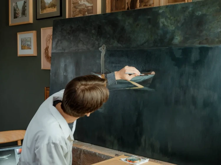 Kopia obrazu "Solitude" (autor: Thomas Alexander Harrison) wykonana przez Piotra Cieślewicza