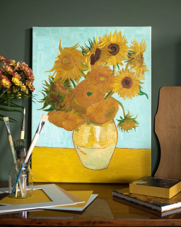 Kopia obrazu "Słoneczniki" (autor: Vincent van Gogh) wykonana przez Piotra Cieślewicza