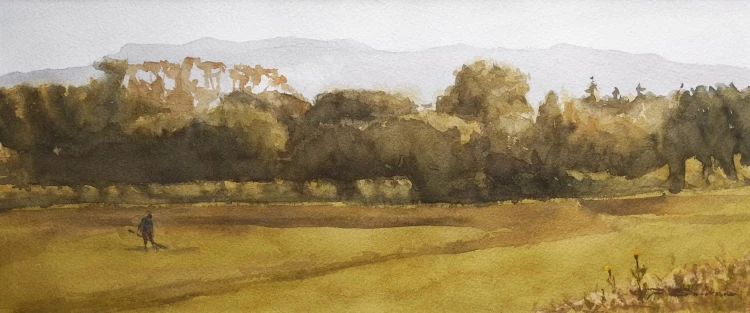 Piotr Cieślewicz - obraz akwarelowy "Z murów Lukki"