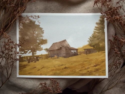 Piotr Cieślewicz - obraz akwarelowy "Bacówka"