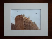 Piotr Cieślewicz - obraz akwarelowy "Kamienice" z passe-partout