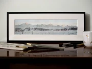 Piotr Cieślewicz - reprodukcja akwareli "Tatry zimą" (czarna aluminiowa rama i kremowe passe-partout)