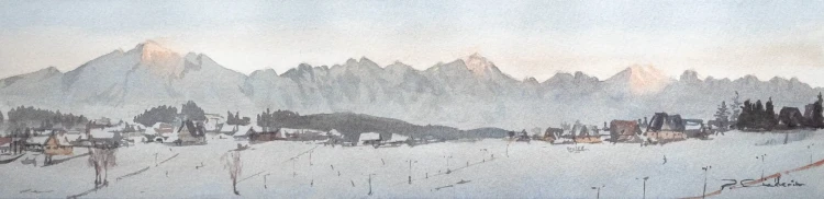 Piotr Cieślewicz - reprodukcja akwareli "Tatry zimą"
