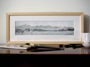 Piotr Cieślewicz - reprodukcja akwareli "Tatry zimą" w oprawie (drewniana rama i kremowe passe-partout)